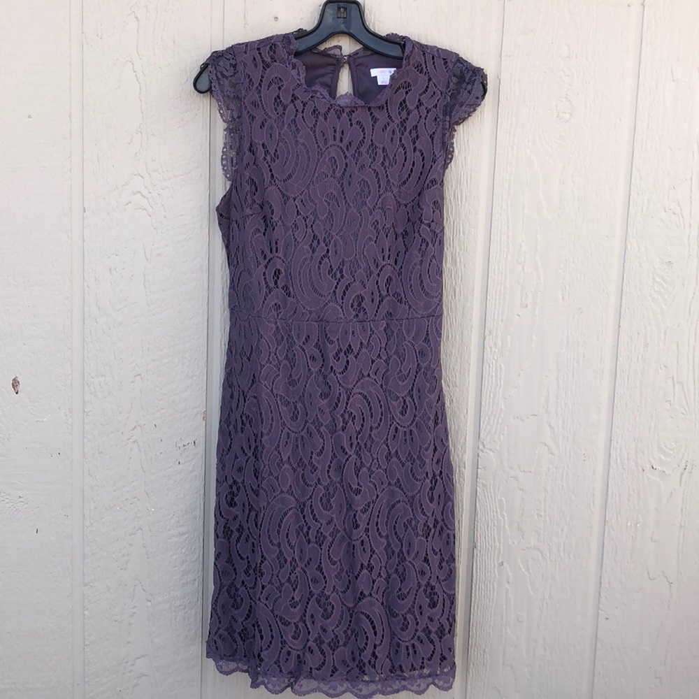 Plum Lace Keyhole Back Dress